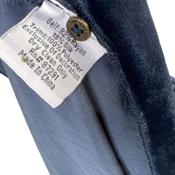 Johnny Was Dark Blue Velvet Long Sleeve Short Embroidered Dress Tunic Top Size S - Picture 10 of 11